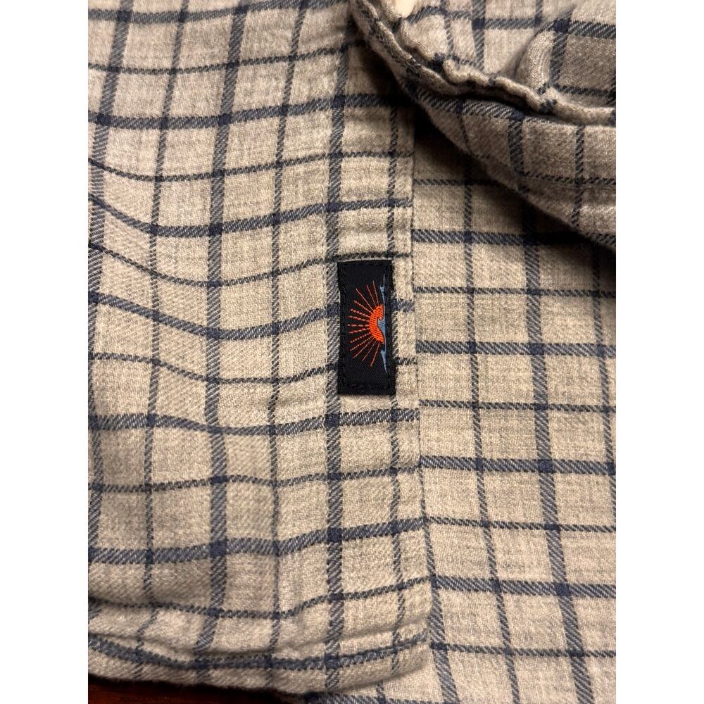 M Faherty Shirt Mens Gray Blue Check Cotton Long Sleeve Button Down - Picture 4 of 10